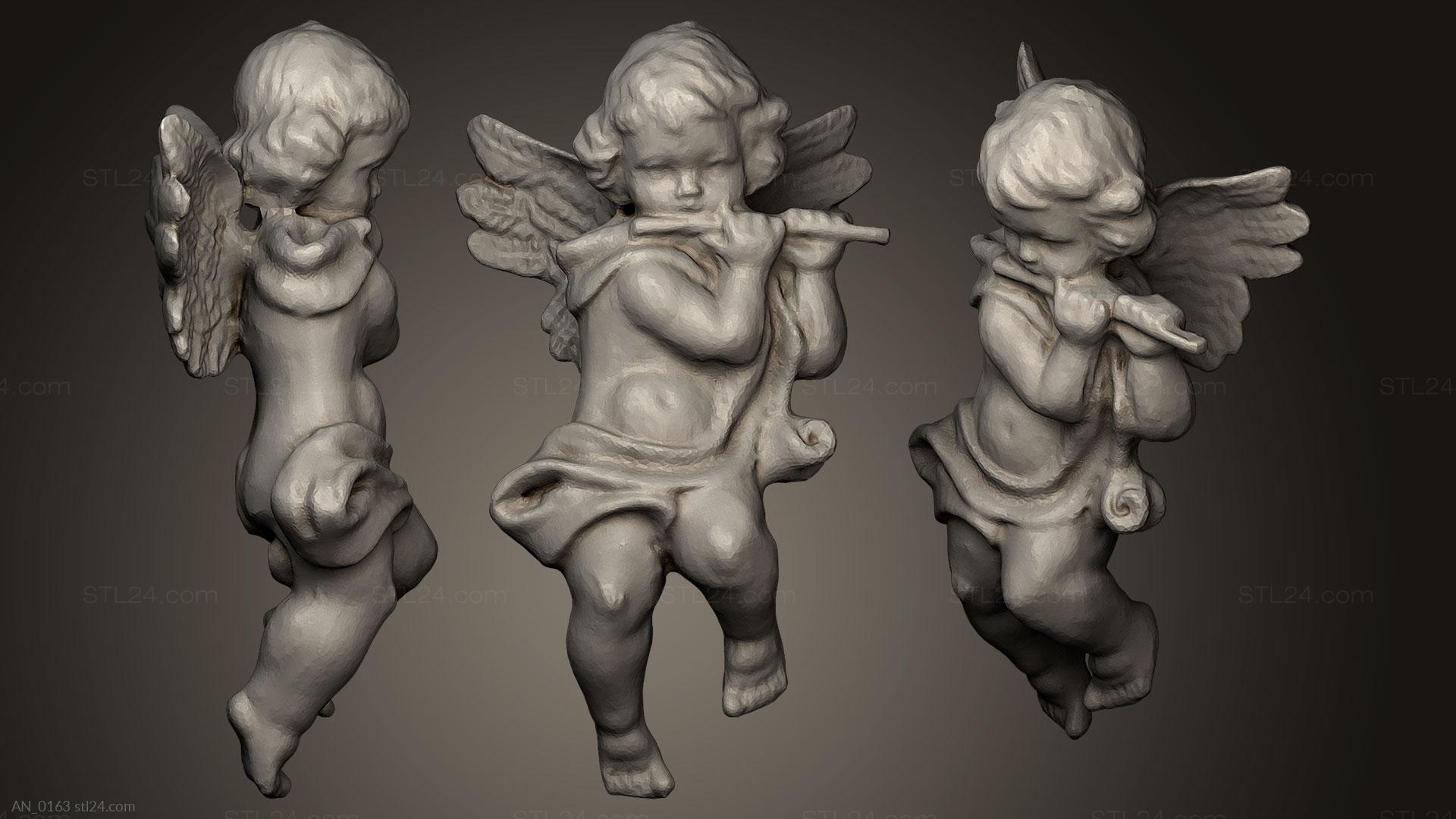 3d модели ангелы (Ангельская флейта, AN_0163) 3D модель для ЧПУ станка